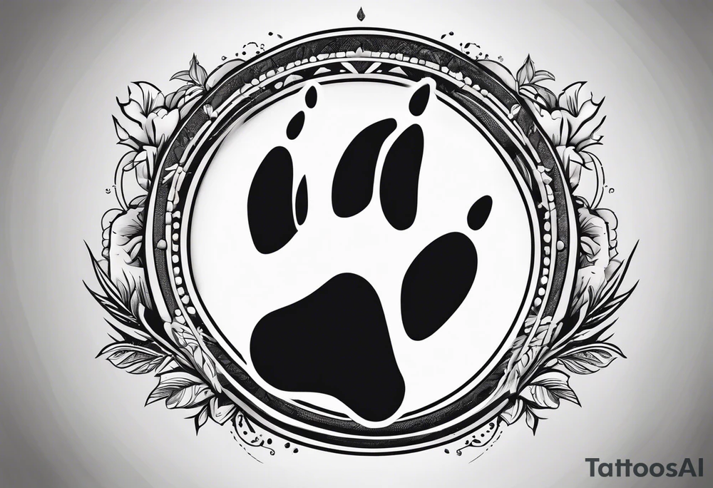 Paw print with road inside of it tattoo idea