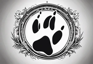 Paw print with road inside of it tattoo idea