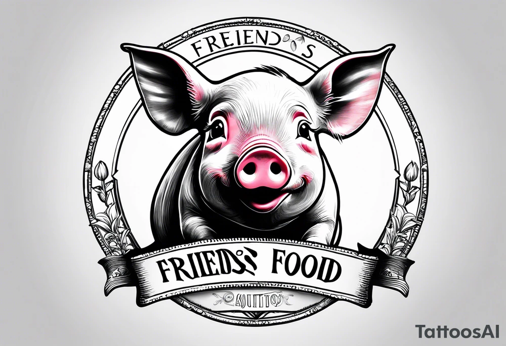 cute piglet.
with text: "friends not food" tattoo idea cute piglet.
with text: "friends not food" tattoo idea