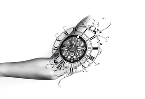 vintage roman numerals within ornate clockwork mechanism tattoo idea