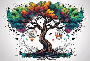 leave's tree flying away tattoo idea