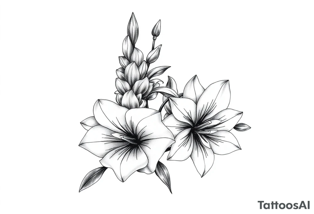 Gladiolus and Narcissus flowers on forearm tattoo idea