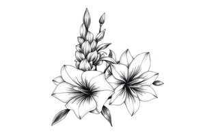 Gladiolus and Narcissus  flowers on forearm tattoo idea