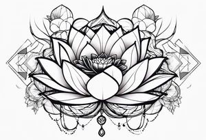 Broken chains with lotus flower and bird flying tattoo idea