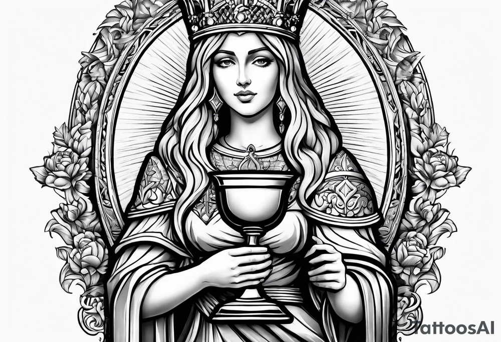 Saint Barbara full body
holding a chalice tattoo idea