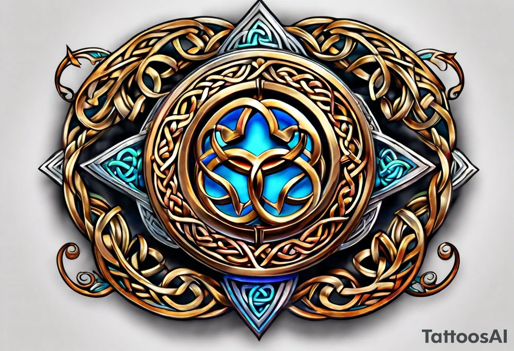 3d colored shoulder Celtic tattoo tattoo idea