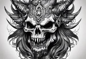 Demonic creature with decapitated head In hand tattoo idea