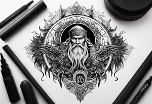 odin and his ravens on Yggdrasil tattoo idea