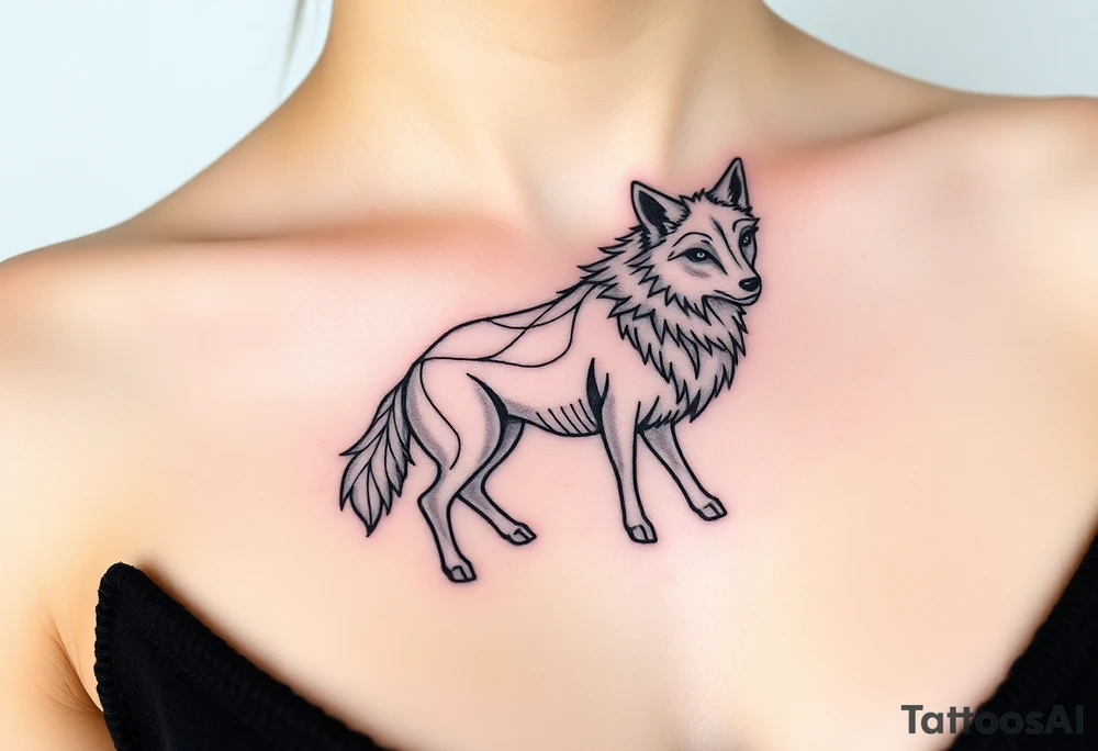 Sheep and wolf bred hybrid 
animal tattoo idea