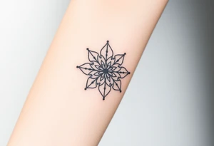 Breathe symbol with unalome symbol incorporating jasmine flowers tattoo idea