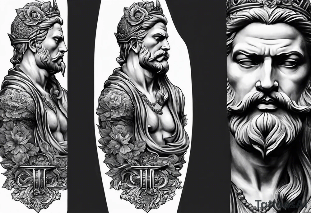 Alte Statue kopf gerissen tattoo idea