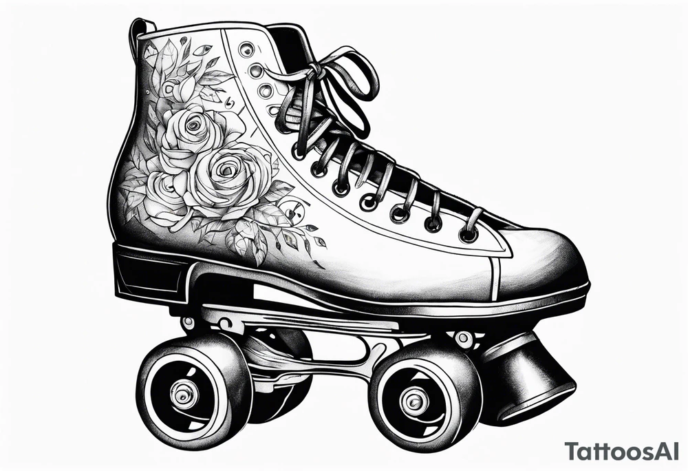 Rollerskates with music notes tattoo idea