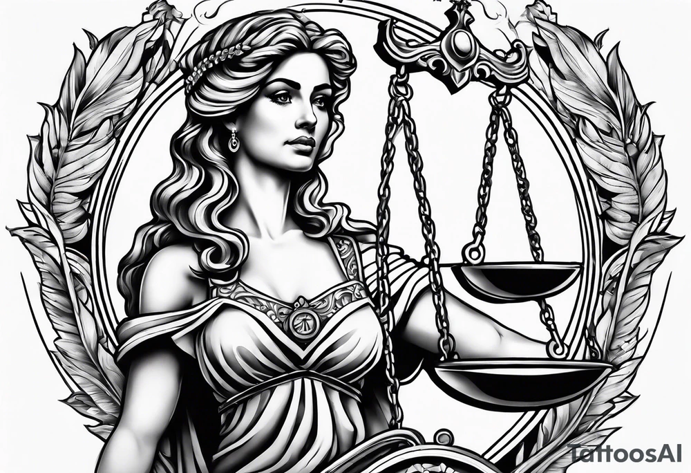 Themis holding the scales of justice tattoo idea