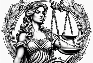 Themis holding the scales of justice tattoo idea