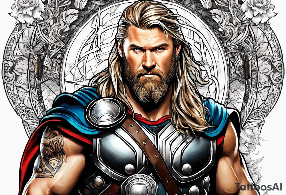 Thor with an Atheist "A" in the background tattoo idea