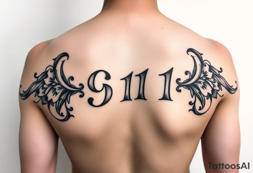 Artsy creative way to write 911 feminine tattoo idea