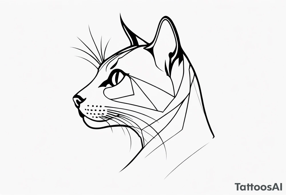 left side profile of a cat face tattoo idea