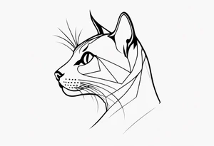left side profile of a cat face tattoo idea