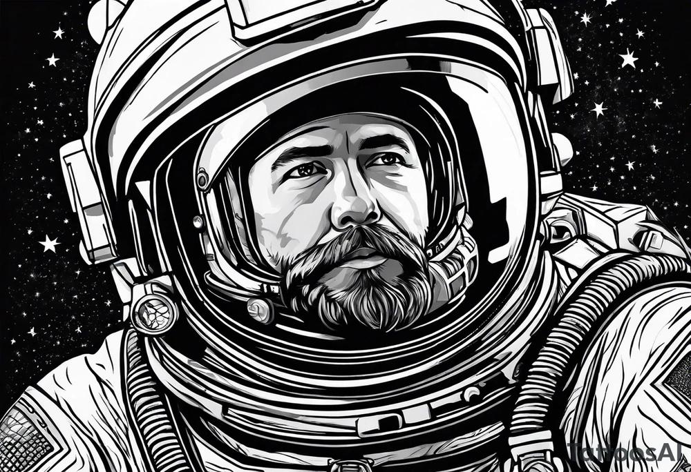 Astronaut wearing peace glag tattoo idea