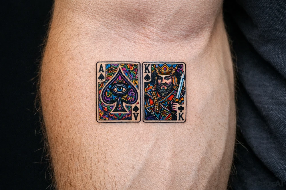 playing cards Ace king of spades tattoo idea