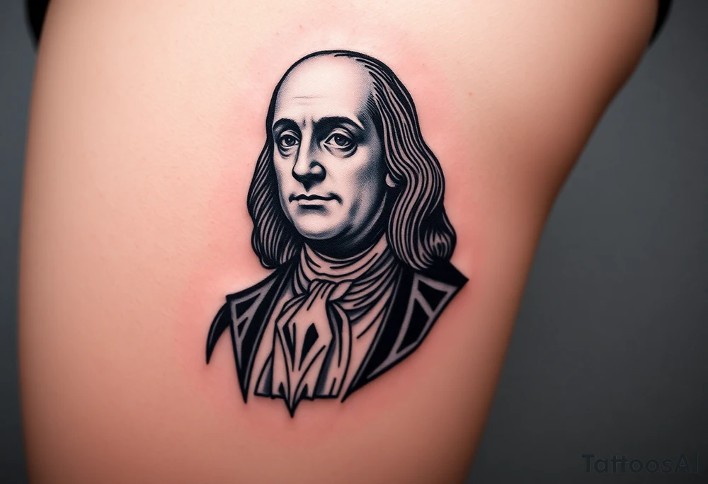 Benjamin Franklin with modern urban clothie tattoo idea