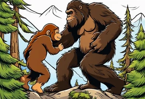 bigfoot feeding a baby bigfoot tattoo idea