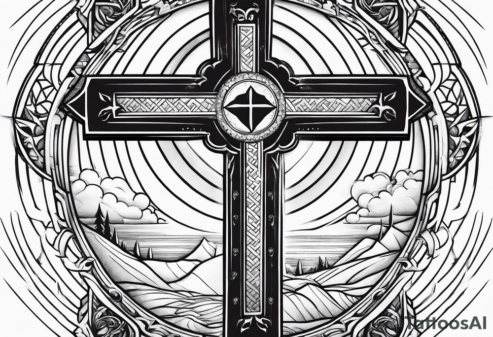cross with bible verse tattoo idea