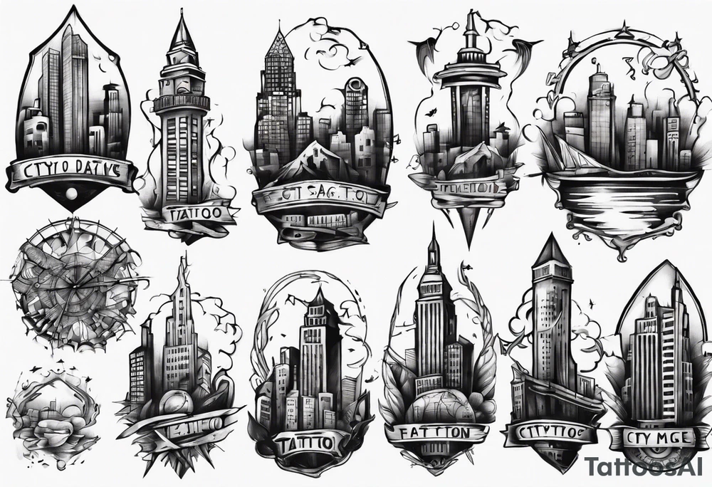 city scape tattoo idea