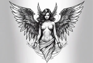 half angel half demon with wings open tattoo idea