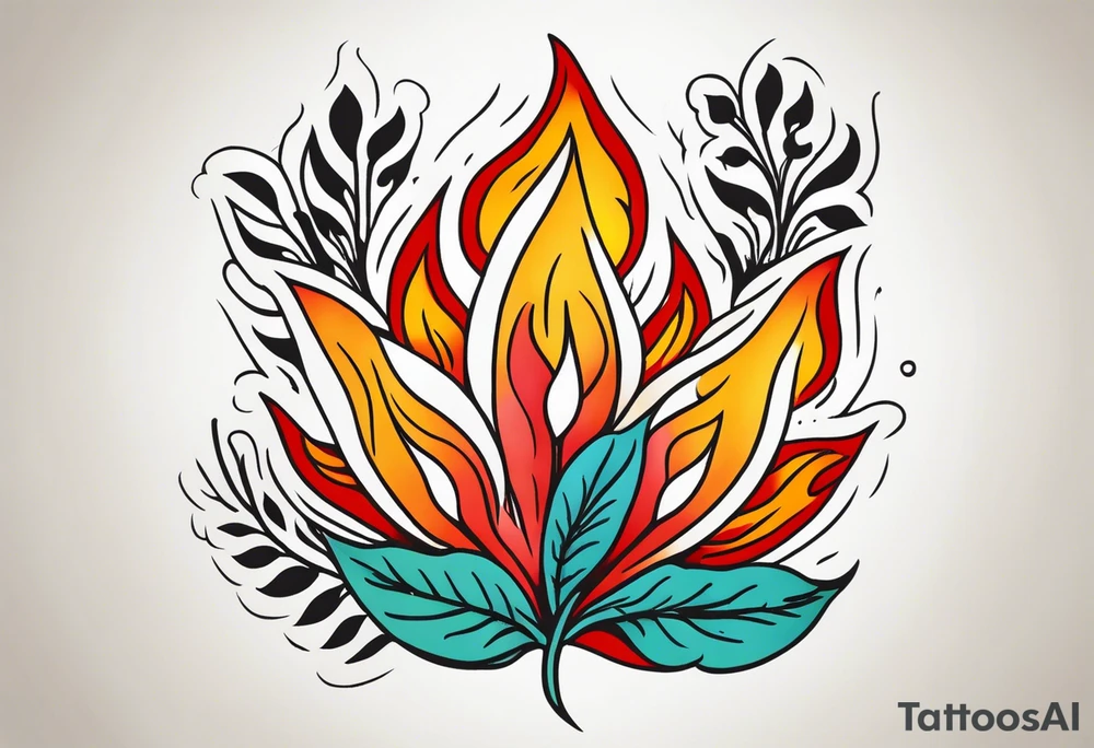 tongues of fire
old school vintage simple traditional design with vintage flowers surrounding
bold color simple tattoo idea