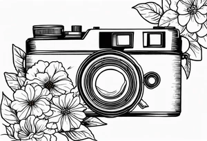 Vintage camera with flowers. tattoo idea