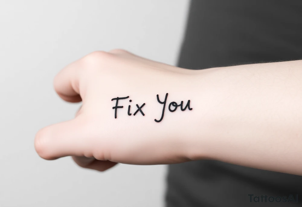 Minimalist text with Fix You by Coldlay tattoo idea