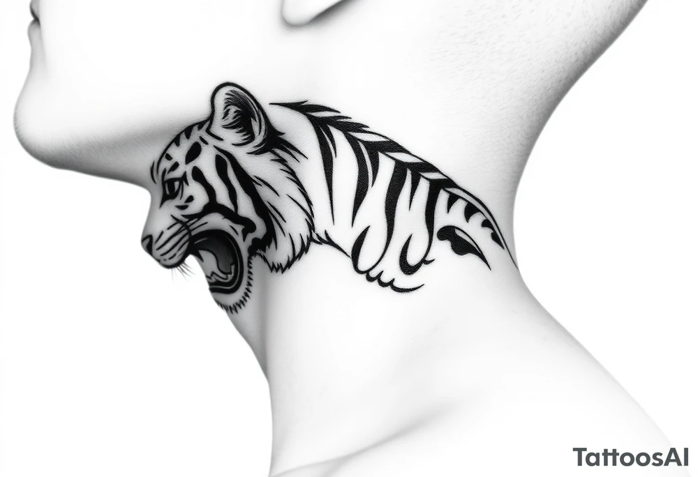 cyrillic russian + Macedonian tiger on the side of my left neck tattoo idea