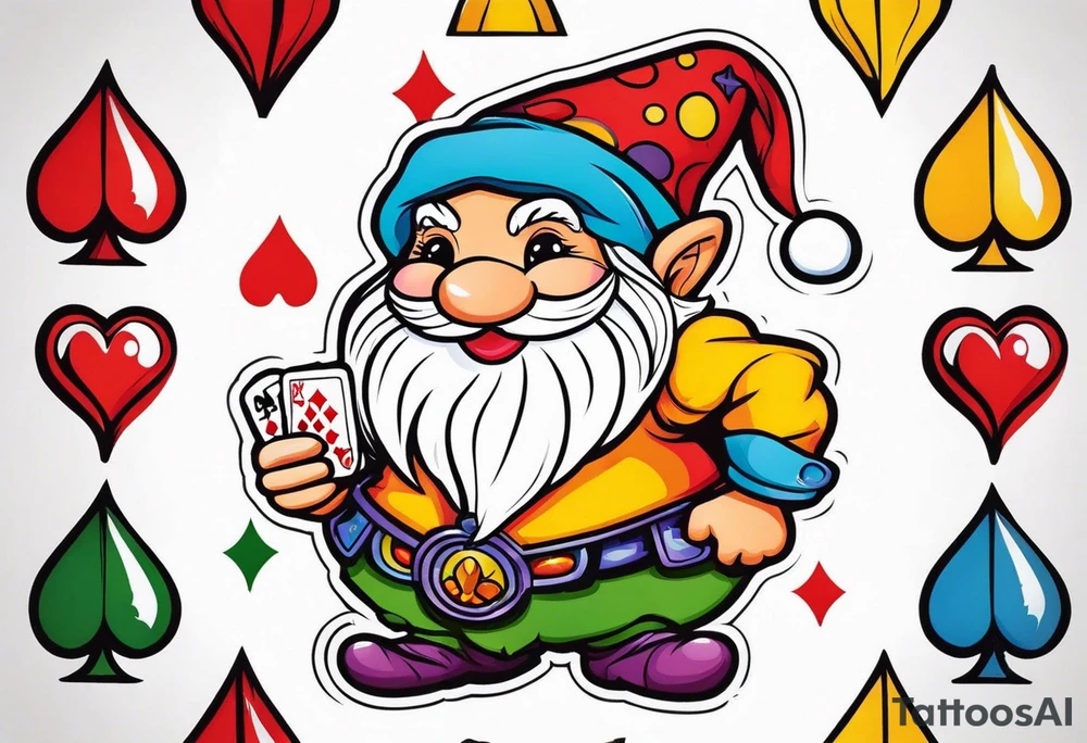 Gambling female gnome tattoo idea
