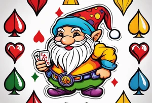 Gambling female gnome tattoo idea