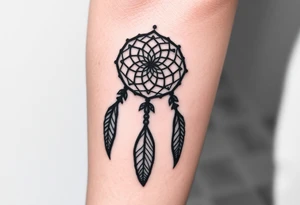 dreamcatcher, with feathers, authentic tattoo idea