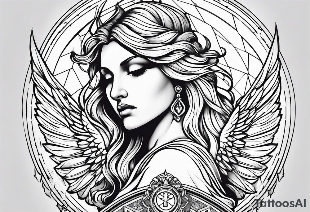 Religious, angel, powerful tattoo idea