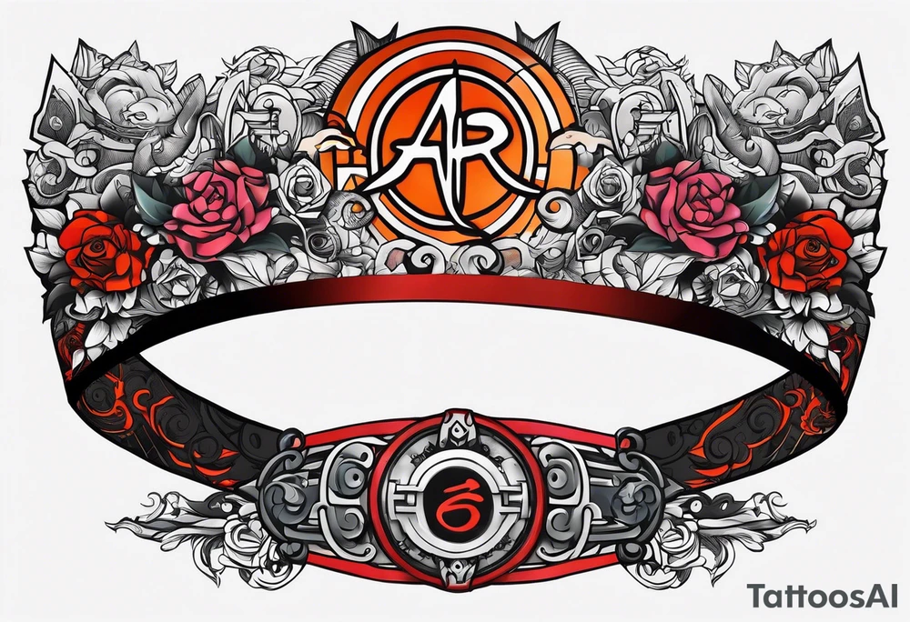 naruto headband with the letters AR in the middle tattoo idea