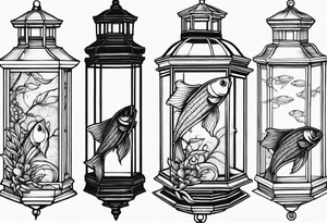 A beta fish inside of a lantern tattoo idea