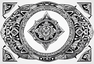 aztec rune sleeve tattoo idea
