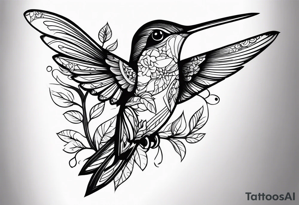 Hummingbird ON BRANCH tattoo idea