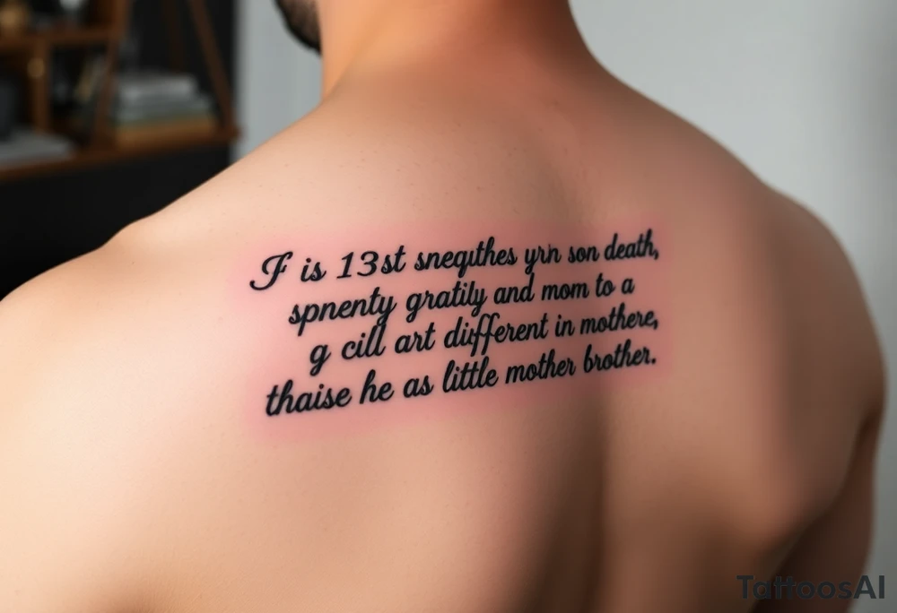 Quote about 1st sons death changing mom to be a different mother to his little brother tattoo idea