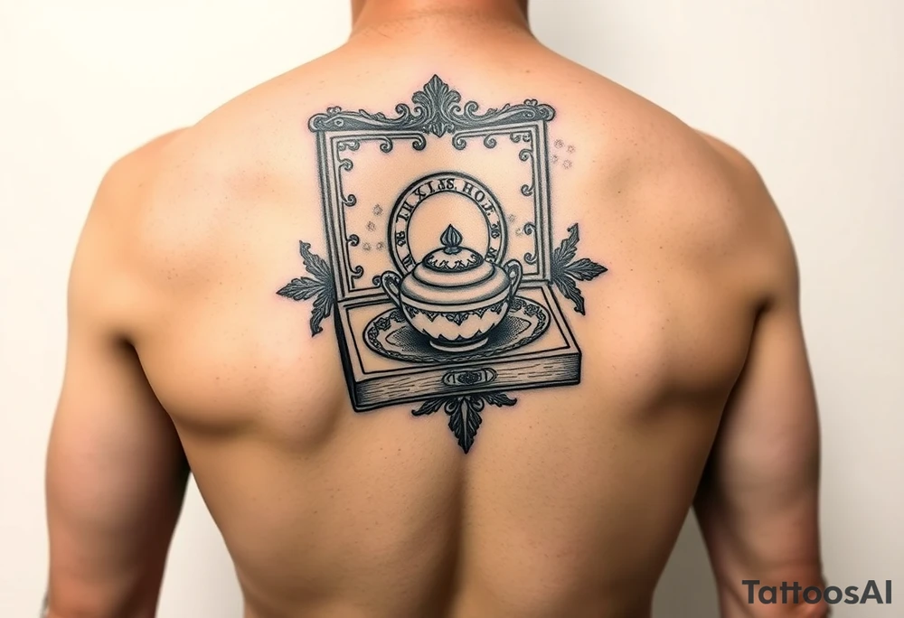 Old school hotel matchbook with fine china on the cover tattoo idea