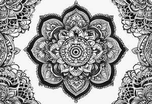 Full arm mandala henna female tattoo design with mushroom henna at shoulder tattoo idea