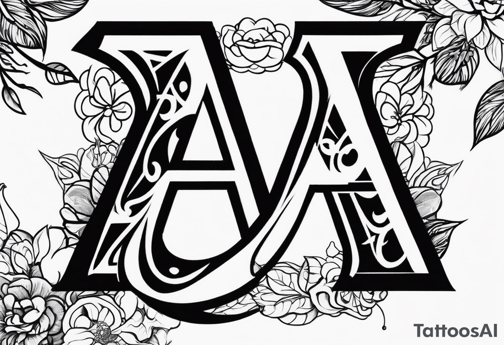 the letters A R in the middle of a ninja headband tattoo idea