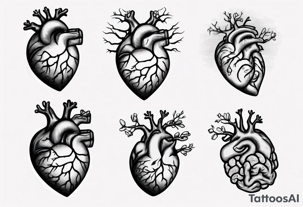 Heart and brain held by a woman's hand tattoo idea