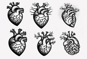 Heart and brain held by a woman's hand tattoo idea