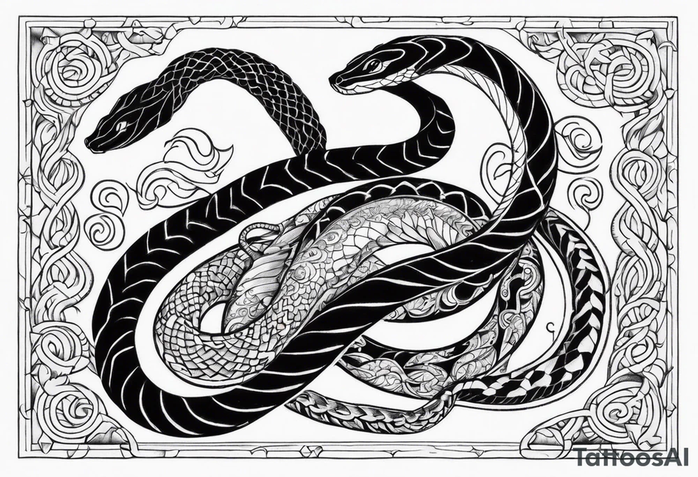 Sea mythical snakes tattoo idea