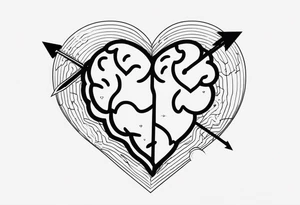 Picture of a heart and brain with a down arrow tattoo idea