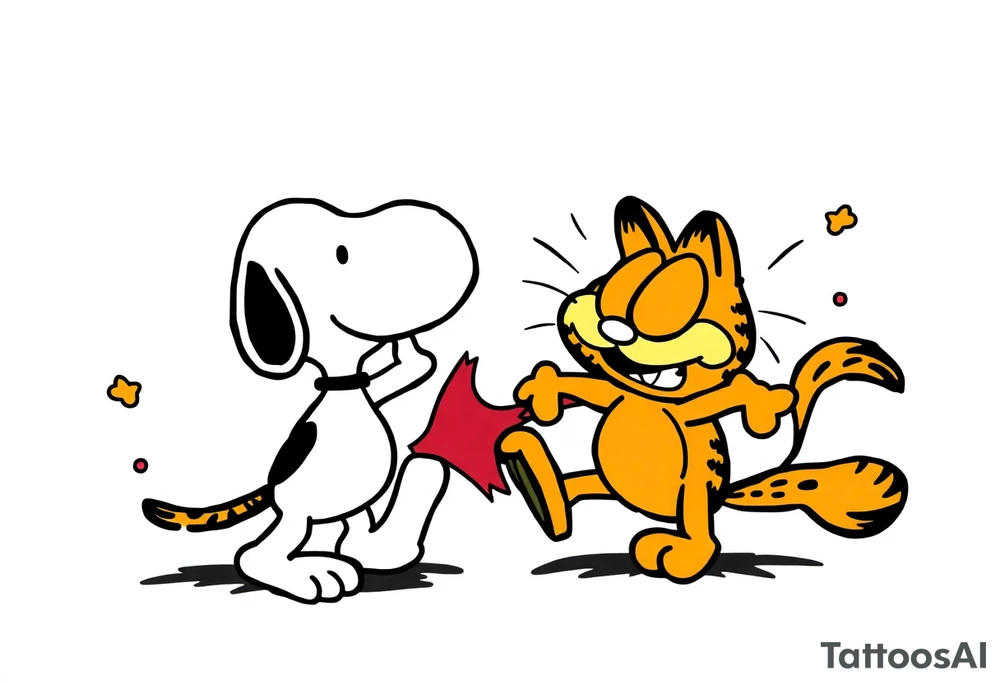 snoopy in a battle with Garfield tattoo idea